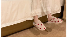 Load image into Gallery viewer, Cotton Slippers Women's Autumn Winter Fashion Style Plush Indoor Warm Women's Shoes Warm Slippers Memory Foam Cotton Home Slippers Soft Plush House Heart Cute Design Slippers
