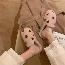 Load image into Gallery viewer, Cotton Slippers Women's Autumn Winter Fashion Style Plush Indoor Warm Women's Shoes Warm Slippers Memory Foam Cotton Home Slippers Soft Plush House Heart Cute Design Slippers
