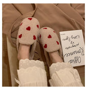 Load image into Gallery viewer, Cotton Slippers Women's Autumn Winter Fashion Style Plush Indoor Warm Women's Shoes Warm Slippers Memory Foam Cotton Home Slippers Soft Plush House Heart Cute Design Slippers

