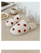 Load image into Gallery viewer, Cotton Slippers Women's Autumn Winter Fashion Style Plush Indoor Warm Women's Shoes Warm Slippers Memory Foam Cotton Home Slippers Soft Plush House Heart Cute Design Slippers
