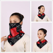 Load image into Gallery viewer, Cotton Women Mask Scarf Face Mascarillas Wraps Floral Print Lady Warm Neck Scarves Foulard Bandana Reusable Outdoor Riding Masks Scarf Neck Gaiter Headwear Headband Head Wrap Scarf Mask Neck Ear Warmers Headbands Perfect Bandana
