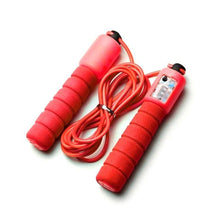 Load image into Gallery viewer, Counting Adult Fitness Fat Burning Bearing Weight Adjustable Steel Jump Rope With Counter For Aerobic Exercise Sports Fitness Cardio Workout Adjustable Cable Soft Sponge Handle For Kids Womens
