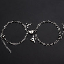 Load image into Gallery viewer, Couples Heart Shaped Magnet Attraction Bracelet Stainless Steel Angel Wing Lock Chain Heart Shape Magnet Charm Matching Magnetic Link Chain Bracelet For Women Men Gift For Valentines Day
