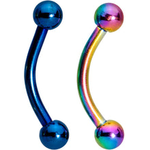 Load image into Gallery viewer, 5/16 Multi Color Anodized Titanium Curved Eyebrow Ring Set of 5
