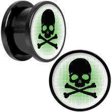 Load image into Gallery viewer, Green Black Skull Black Anodized Screw Fit Plug Set 9/16

