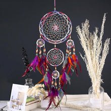 Load image into Gallery viewer, Creative Handmade Five-ring Dream Catcher Pendant Living Room Bedroom Decor Beautiful Hanging Ornament Elegant Wall Art Decoration For Windows Balcony Bedroom &amp; Wedding Party Gift For Girls  Kids
