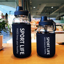 Load image into Gallery viewer, Creative Water Bottle Glass Drink Bottles For Camping Hiking Climbing Sport Bottle Portable Bottle Drinkware Eco-friendly Wide Mouth Glass Drinking Water Bottle Reusable Sport Water Bottles for Gym Hiking
