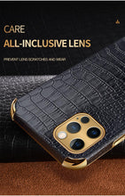 Load image into Gallery viewer, Crocodile Leather Case For iPhone 13 12 Mini Shockproof Magnetic Ring Holder Phone Cover Ultra-thin Soft Crocodile Leather Shockproof Bumper With Ring Bracket Protective Cover for iPhone
