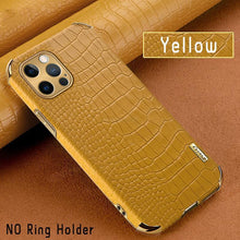 Load image into Gallery viewer, Crocodile Leather Case For iPhone 13 12 Mini Shockproof Magnetic Ring Holder Phone Cover Ultra-thin Soft Crocodile Leather Shockproof Bumper With Ring Bracket Protective Cover for iPhone
