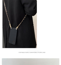 Load image into Gallery viewer, Crossbody Necklace Phone Case for Xiaomi Redmi Note 11 10 9 Pro 11s 10s 9T Mi 11T 10T Strap Leather Bracelet Chain Cover Crossbody Phone Case Black Leather with Gold Chain Unique Design Leather Phone Case
