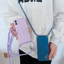 Load image into Gallery viewer, Crossbody Necklace Strap Cord Phone Case For Xiaomi 12 Lite 12t 11 Lite 5g Ne Redmi Note 11 12 Pro A1 10a 10c Soft Cover Silicone Stylish Cord Strap Rope Shell Shockproof Bumper Phone Case Lanyard Cover
