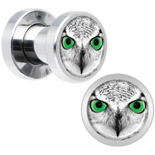 Load image into Gallery viewer, Black White Owl Steel Screw Fit Plug Set 4G
