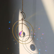 Load image into Gallery viewer, Crystal Ball Star Moon Sun Ring Rainbow Catcher Crystal Pendant Hanging Crystal Sun catcher Ornament Prism Stone Beads Ornament Home Window Wind-chimes Car Decoration
