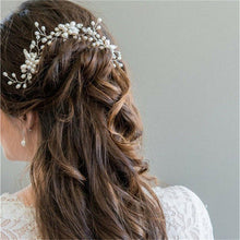 Load image into Gallery viewer, Crystal Pearl Bridal Tiaras Hairbands Hairpins Bridesmaid Diamante Hair Vine Accessories Wedding Jewelry 35cm Headwear Gorgeous Hair Accessories For Women
