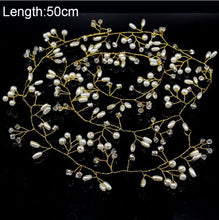 Load image into Gallery viewer, Crystal Pearl Bridal Tiaras Hairbands Hairpins Bridesmaid Diamante Hair Vine Accessories Wedding Jewelry 35cm Headwear Gorgeous Hair Accessories For Women
