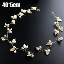 Load image into Gallery viewer, Crystal Pearl Bridal Tiaras Hairbands Hairpins Bridesmaid Diamante Hair Vine Accessories Wedding Jewelry 35cm Headwear Gorgeous Hair Accessories For Women
