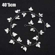 Load image into Gallery viewer, Crystal Pearl Bridal Tiaras Hairbands Hairpins Bridesmaid Diamante Hair Vine Accessories Wedding Jewelry 35cm Headwear Gorgeous Hair Accessories For Women
