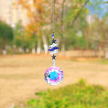 Load image into Gallery viewer, Crystal Wind Star Moon Pendant Handmade Sun Catcher Light Catcher Newly Designed Prism Crystal Colorful Light Prism Chandelier Glass Crystal Pendant Pearl Yarn Gift Handmade Garden Window Wedding Curtain Chandelier
