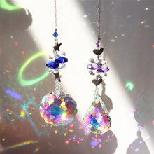 Load image into Gallery viewer, Crystal Wind Star Moon Pendant Handmade Sun Catcher Light Catcher Newly Designed Prism Crystal Colorful Light Prism Chandelier Glass Crystal Pendant Pearl Yarn Gift Handmade Garden Window Wedding Curtain Chandelier
