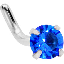Load image into Gallery viewer, 18G 1/4 Blue 3mm CZ Gem Steel L-Shape Nose Ring

