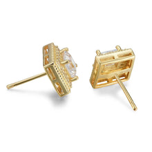Load image into Gallery viewer, Cubic Zirconia Princess Cable Halo Stud Earrings
