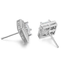 Load image into Gallery viewer, Cubic Zirconia Princess Cable Halo Stud Earrings
