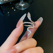 Load image into Gallery viewer, Cubic Zirconia Wrapped Small Snake Opening Adjustable Ring
