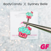 Load image into Gallery viewer, Sydney Belle Girlfriend Collection Sweet Happy Cupcake Pink Blue Double Mount Belly Ring
