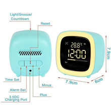 Load image into Gallery viewer, Cut Digital Alarm Clock Cartoon Night Light Desk Alarm Clock Cute Toddler Alarm Clock Dimming Sleep Training Clock with Night Light Kids Wake Up Clock USB Rechargeable Easy Setting Kids Clocks for Bedrooms Rechargeable Battery Christmas gift for Kids
