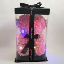 Load image into Gallery viewer, Cute artificial rose flower teddy bears gift box for home decor - Christmas Valentine's Day wedding day presents
