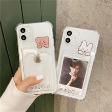 Load image into Gallery viewer, Cute Bear Cartoon Rabbit Shockproof Phone Case For iPhone 11 12 13 14 Pro Funny Soft Wallet Cover Cute Bear Design Soft Slim Card Slot Case Aesthetic Card Holder Case

