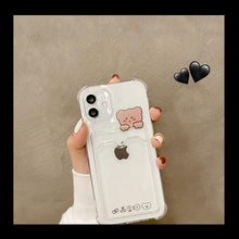 Load image into Gallery viewer, Cute Bear Cartoon Rabbit Shockproof Phone Case For iPhone 11 12 13 14 Pro Funny Soft Wallet Cover Cute Bear Design Soft Slim Card Slot Case Aesthetic Card Holder Case

