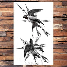 Load image into Gallery viewer, Cute Black Birds Temporary Waterproof Stickers Tattoo Flower Body Elegant Bird Butterfly Style For Womens

