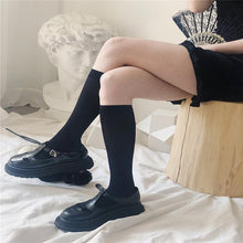 Load image into Gallery viewer, Cute Black White Velvet Warm Long Socks Solid Color Knee High Female Socks Fashion Nylon Stockings For Women
