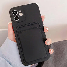 Load image into Gallery viewer, Cute Card Holder Silicone Case Compatible with iPhone Case Wallet Card Phone Case For iphone 13 14 Pro Max Mini Silicone Card Holder Slim Fit Thin Protective Cover
