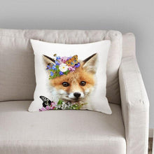 Load image into Gallery viewer, Cute Decorative Pillow Case Cover Grey Rabbit Isolated On A White Background Bunny Tail Back Soft Linen Pillow Case For Decorative Bedroom Case Cushion Covers Home Throw Pillows Flower Pillow Case Rabbit Sofa Animal Cushion Cover 45X45CM
