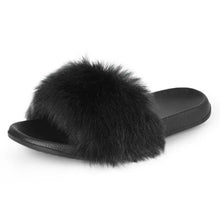 Load image into Gallery viewer, Cute Fluffy Ladies Indoor Warm Slippers Furry Luxury Flip Flops   Women's Fashion Flat Soft Flip Flops
