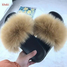 Load image into Gallery viewer, Cute Fluffy Ladies Indoor Warm Slippers Furry Luxury Flip Flops   Women's Fashion Flat Soft Flip Flops
