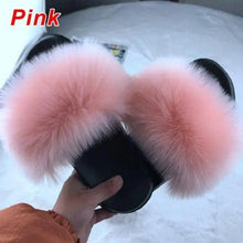 Load image into Gallery viewer, Cute Fluffy Ladies Indoor Warm Slippers Furry Luxury Flip Flops   Women's Fashion Flat Soft Flip Flops
