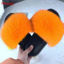 Load image into Gallery viewer, Cute Fluffy Ladies Indoor Warm Slippers Furry Luxury Flip Flops   Women's Fashion Flat Soft Flip Flops
