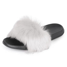 Load image into Gallery viewer, Cute Fluffy Ladies Indoor Warm Slippers Furry Luxury Flip Flops   Women's Fashion Flat Soft Flip Flops
