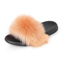 Load image into Gallery viewer, Cute Fluffy Ladies Indoor Warm Slippers Furry Luxury Flip Flops   Women's Fashion Flat Soft Flip Flops
