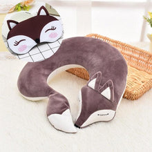 Load image into Gallery viewer, Cute Fox Animal Cotton Plush U Shape Neck Pillow Travel Car Home Pillow Nap Animal Pillow Health Care with Eye Mask Cute Fox U Shaped Neck Pillow for Car Airplane Traveling ,Animal Plush Stuffed Travel Pillow Travel Pillows Cartoon Planes Fox Animal
