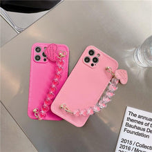 Load image into Gallery viewer, Cute Heart Chain Cute Case Luxury 3D Love Heart Wristband Girl Soft Case For iPhone 14 13 11 12 Pro Max 7 8 Plus Xr X Xs Silicone Phone Cover  Cute Case Luxury Hearts Case Camera Cover Protective Soft Slim Girly Case Designed for iPhone
