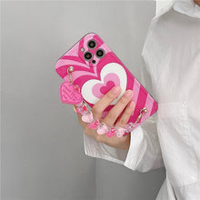 Load image into Gallery viewer, Cute Heart Chain Cute Case Luxury 3D Love Heart Wristband Girl Soft Case For iPhone 14 13 11 12 Pro Max 7 8 Plus Xr X Xs Silicone Phone Cover  Cute Case Luxury Hearts Case Camera Cover Protective Soft Slim Girly Case Designed for iPhone

