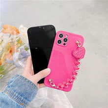Load image into Gallery viewer, Cute Heart Chain Cute Case Luxury 3D Love Heart Wristband Girl Soft Case For iPhone 14 13 11 12 Pro Max 7 8 Plus Xr X Xs Silicone Phone Cover  Cute Case Luxury Hearts Case Camera Cover Protective Soft Slim Girly Case Designed for iPhone
