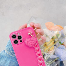 Load image into Gallery viewer, Cute Heart Chain Cute Case Luxury 3D Love Heart Wristband Girl Soft Case For iPhone 14 13 11 12 Pro Max 7 8 Plus Xr X Xs Silicone Phone Cover  Cute Case Luxury Hearts Case Camera Cover Protective Soft Slim Girly Case Designed for iPhone
