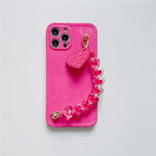 Load image into Gallery viewer, Cute Heart Chain Cute Case Luxury 3D Love Heart Wristband Girl Soft Case For iPhone 14 13 11 12 Pro Max 7 8 Plus Xr X Xs Silicone Phone Cover  Cute Case Luxury Hearts Case Camera Cover Protective Soft Slim Girly Case Designed for iPhone
