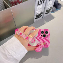 Load image into Gallery viewer, Cute Heart Chain Cute Case Luxury 3D Love Heart Wristband Girl Soft Case For iPhone 14 13 11 12 Pro Max 7 8 Plus Xr X Xs Silicone Phone Cover  Cute Case Luxury Hearts Case Camera Cover Protective Soft Slim Girly Case Designed for iPhone
