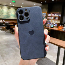 Load image into Gallery viewer, Cute Love Heart Leather Phone Case Soft Shockproof Case for Women Fashion Love Heart Leather Phone Case For iPhone 13 12 11 Pro Max X XR XS Max Camera Protection Soft Back Phone Cover For Couples
